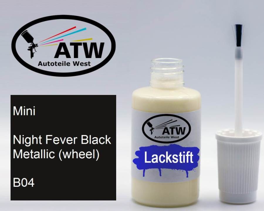 Mini, Night Fever Black Metallic (wheel), B04: 20ml Lackstift, von ATW Autoteile West.